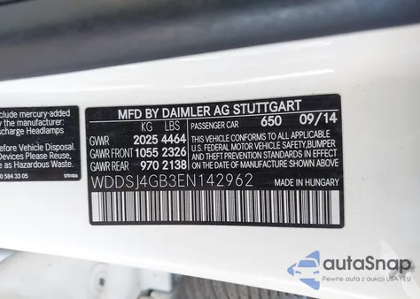 2014 Mercedes-Benz Cla 250 4Matic из США, поврежденный, VIN WDDSJ4GB3EN142962